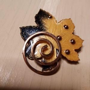 MATISSE Copper Enamel  Maple Brooch